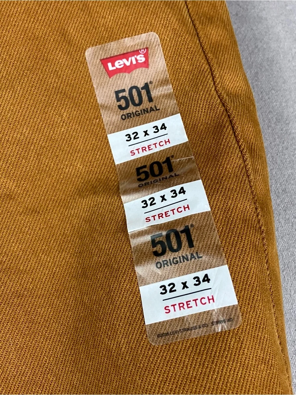 Levis 501 Original Jeans Men’s Size 32x34 Mustard Brown Button Fly NWT!
